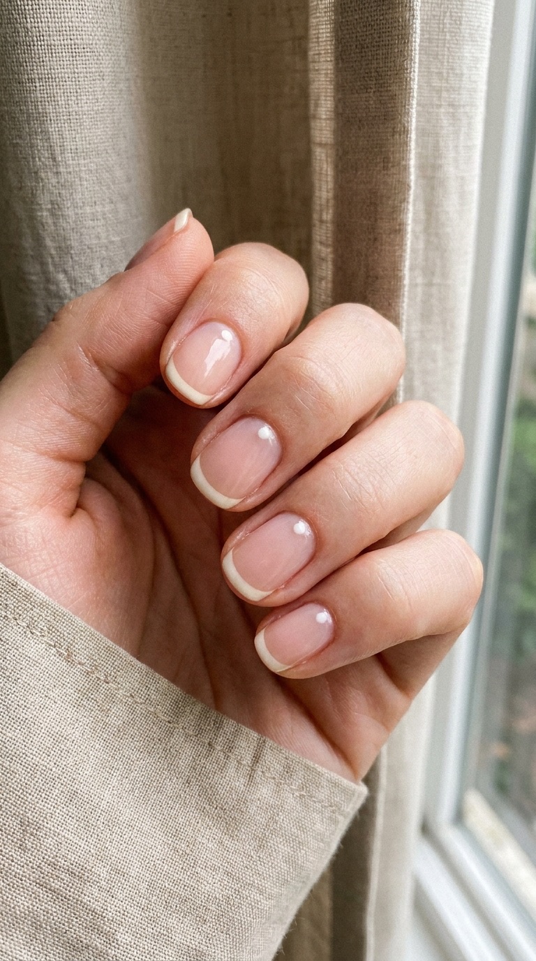 Short natural nails with a clean glossy manicure